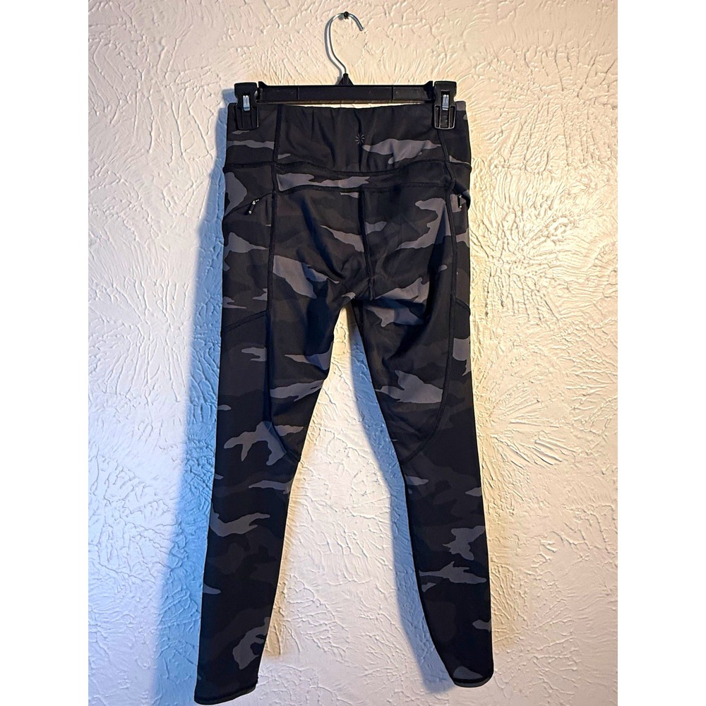 Athleta Camo Contender 7/8 Leggings Women XS Black Gray Camo Pockets High Rise